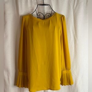Loft yellow/mustard pleat long sleeve top